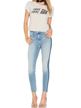 Mother The Stunner Zip Ankle Step Fray Light Kitty Racer size 27 blue jeans​​
